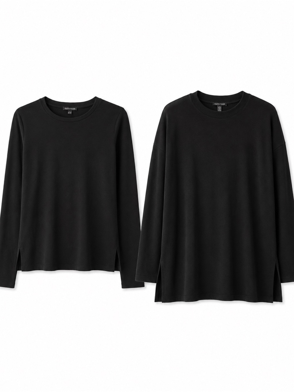 Eileen Fisher 2 Piece Bundle Black Long Sleeve Tops Size M Tencel Lyocell Tunic